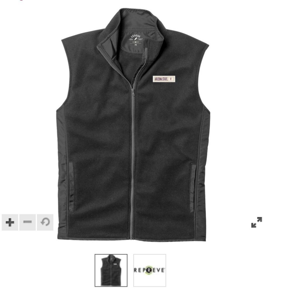NEW Men's ASU Fleece Vest. Lined Pockets. Large. Graphite.